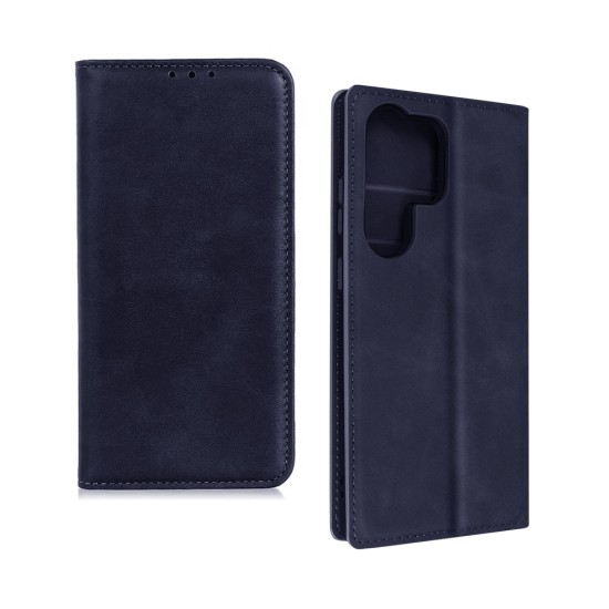 LEATHER FLIP COVER WITH INTERNAL POCKET FOR SAMSUNG GALAXY S23 ULTRA BLUE